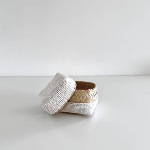 Bali perleæske square mini H8 cm - hvid