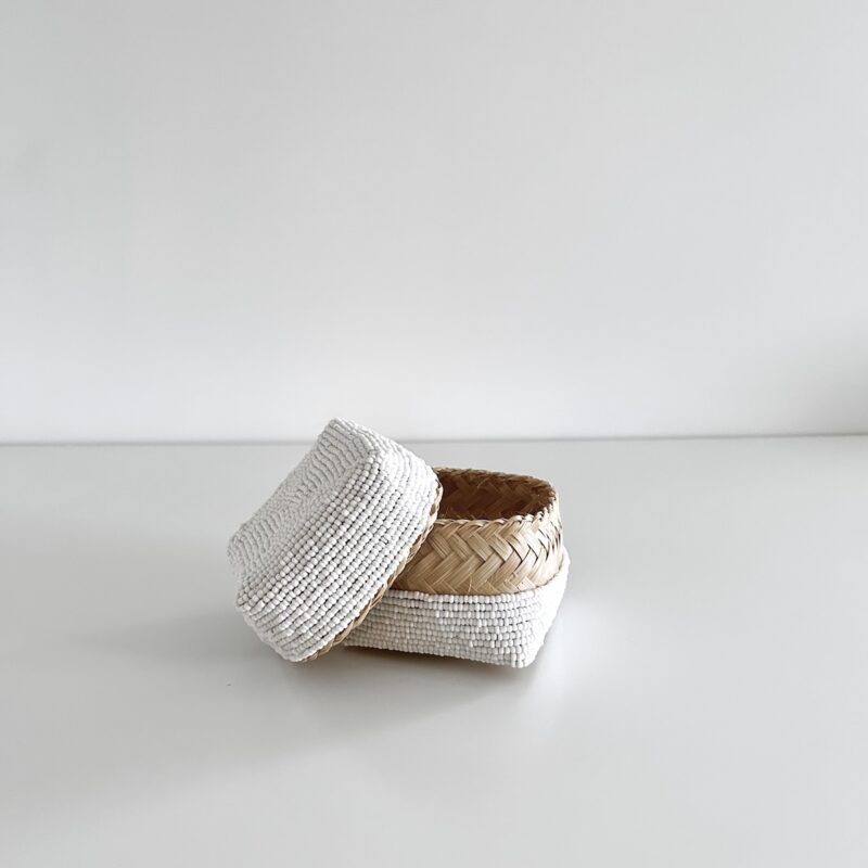 Bali perleæske square mini H8 cm - hvid