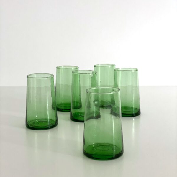 mundblæste Glas FEZ - L grønt genbrugsglas 6 stk