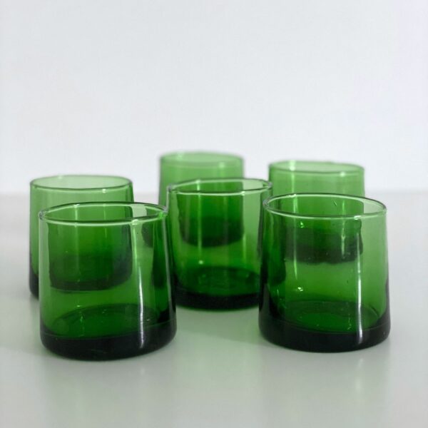 mundblæste Glas FEZ - S grønne 6 stk genbrugsglas