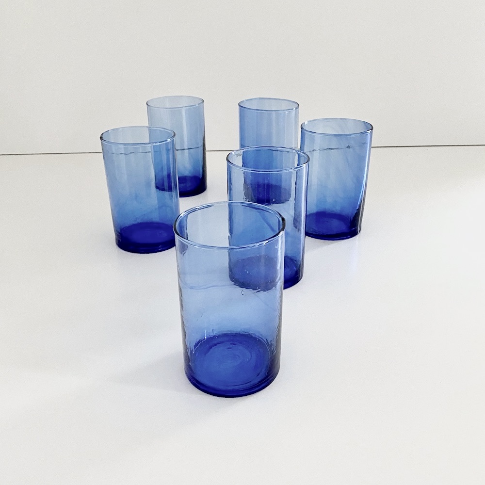 Slibende frokost eksplosion Casablanca glas – Le Verre recycled (L) blåt - 6 stk - MANIPURA LIVING