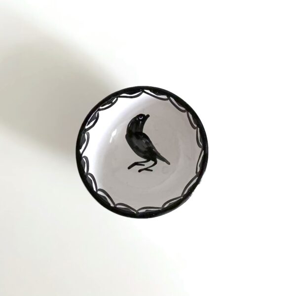 Håndlavet skål (Ø16) - keramik Andalucia sort fugl