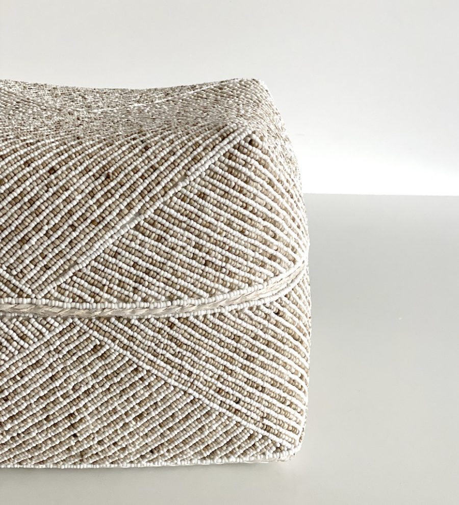 Bali perle æske - beige-hvid mix sæt/3 str