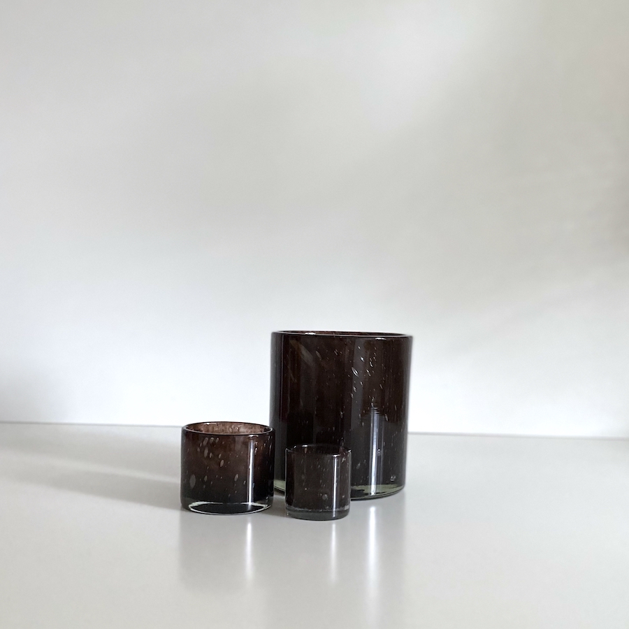 unika glas lysestage brun