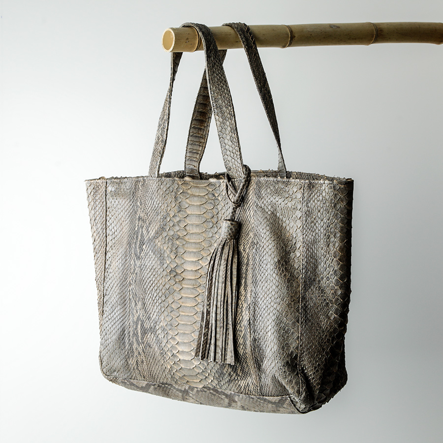 kundalini big shopper bag python skind - jordgrå