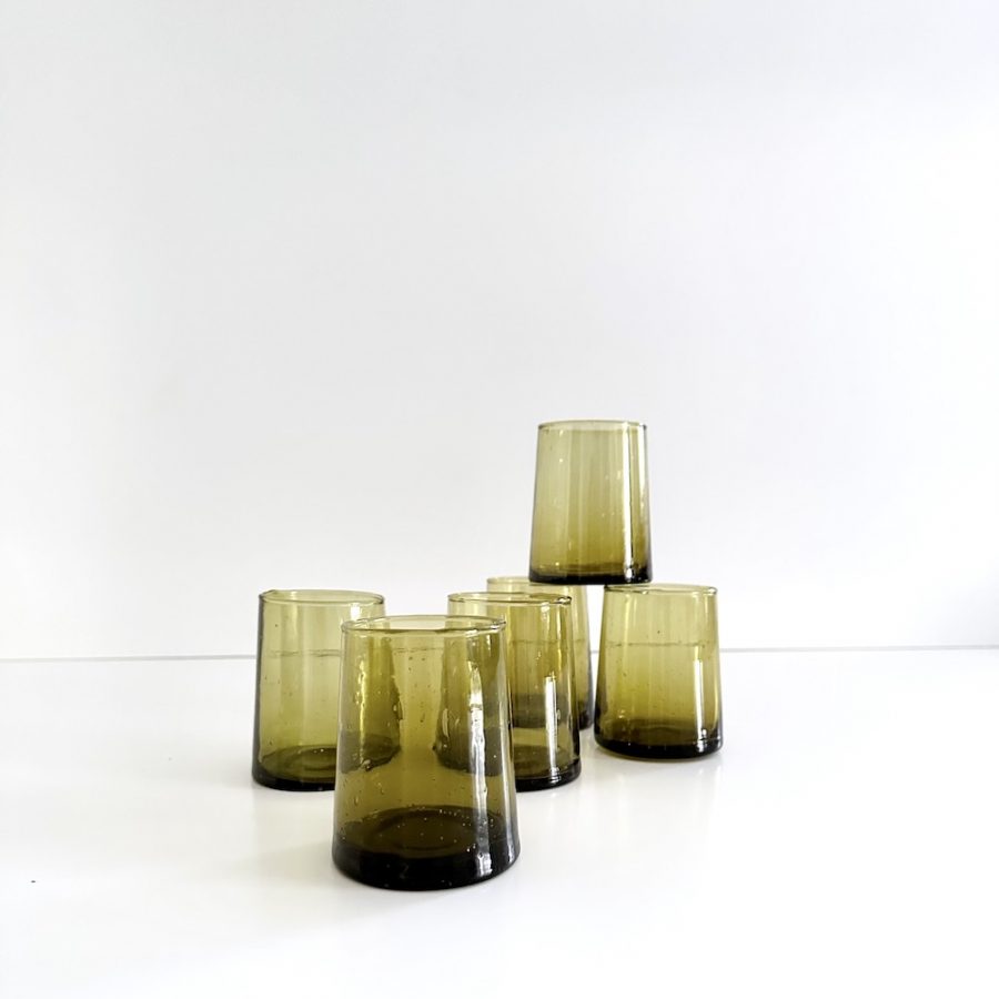 Glas - Fez Oliven H9 cm (M) - 6 stk