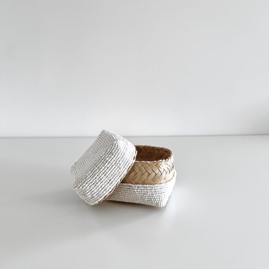 Bali perleæske square mini H8 cm - hvid