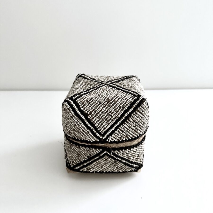 Bali perleæsker - beige m. sorte ruder - sæt/3 str - Image 2