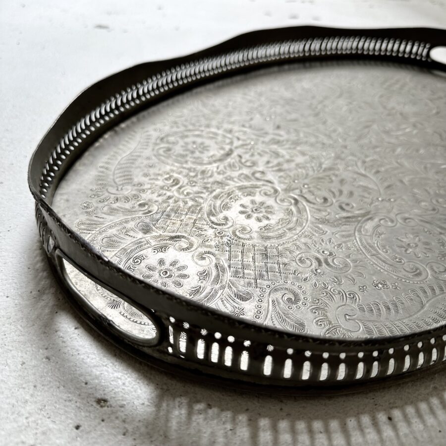 Serveringsbakke oval m/ logo - nikkelsølv - vintage - Image 2