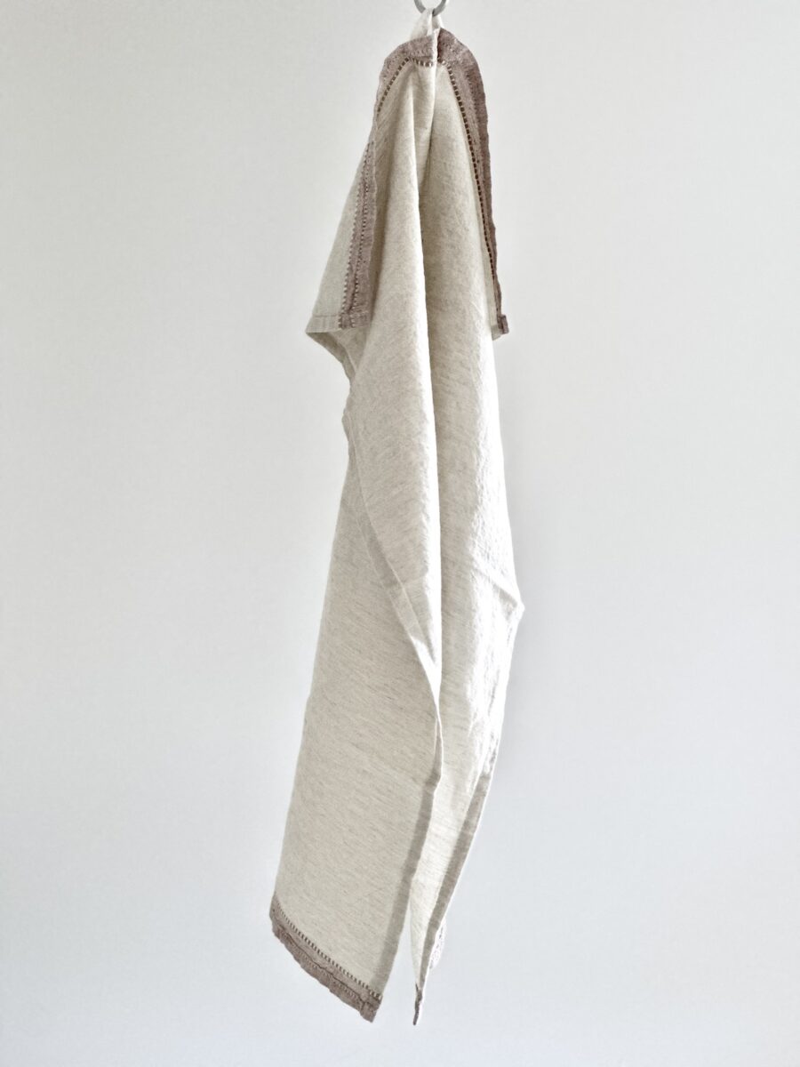 Viskestykke hør-bomuld - Pano beige og rosa - Image 2