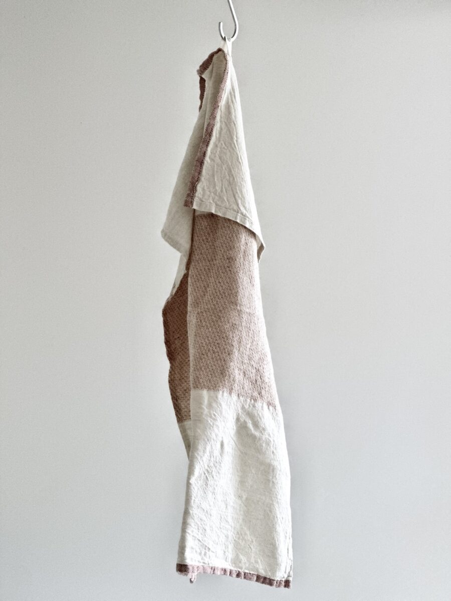 Viskestykke hør/bomuld - Pano largo beige og rosa - Image 2