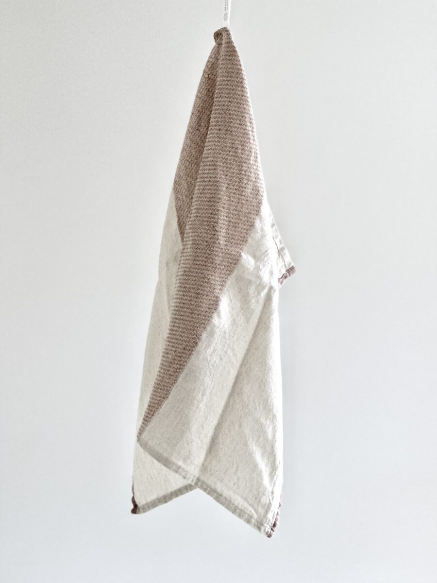 Viskestykke hør/bomuld - Pano largo beige og rosa