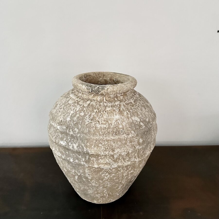 Terracotta krukke H30 cm - Creme rings