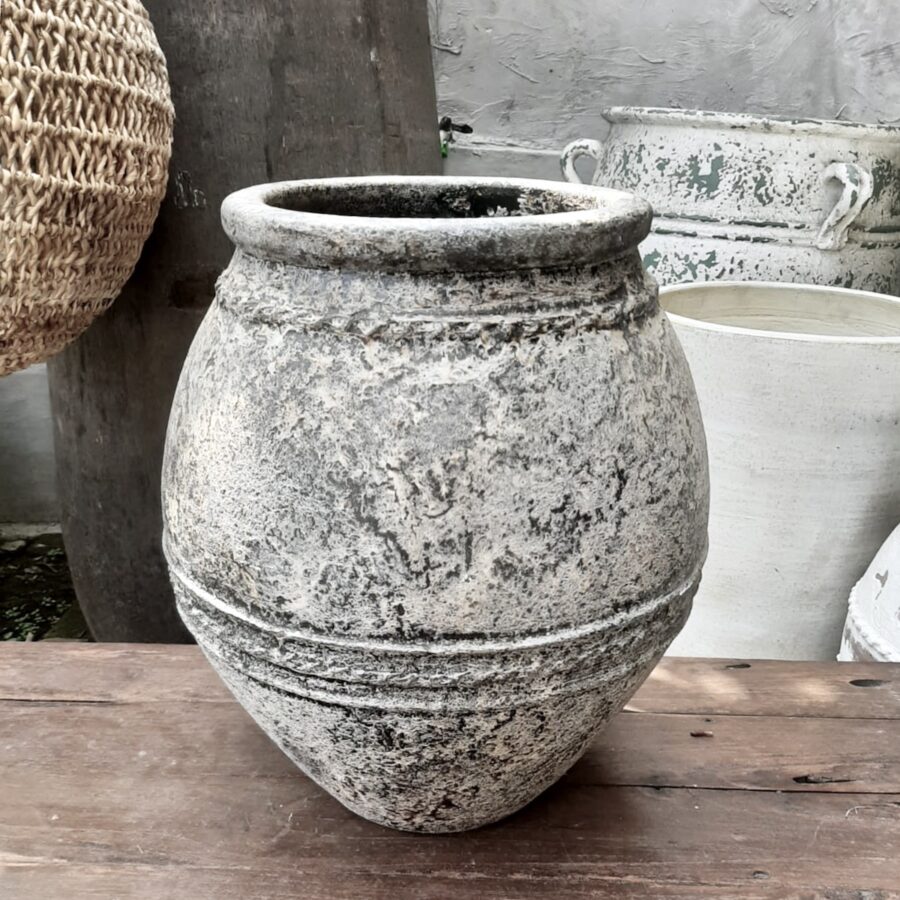 Terracotta krukke H40 cm - grey melange