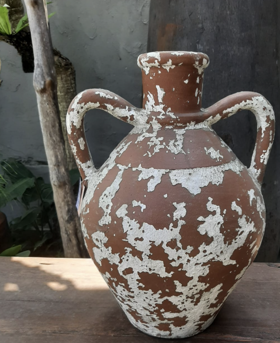 Terracotta krukke H50 cm - 2 handle meleret - Image 2
