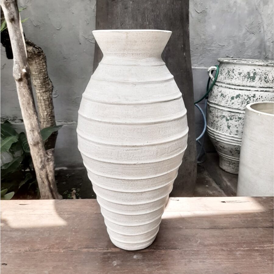 Terracotta krukke H55 cm - Carrot råhvid
