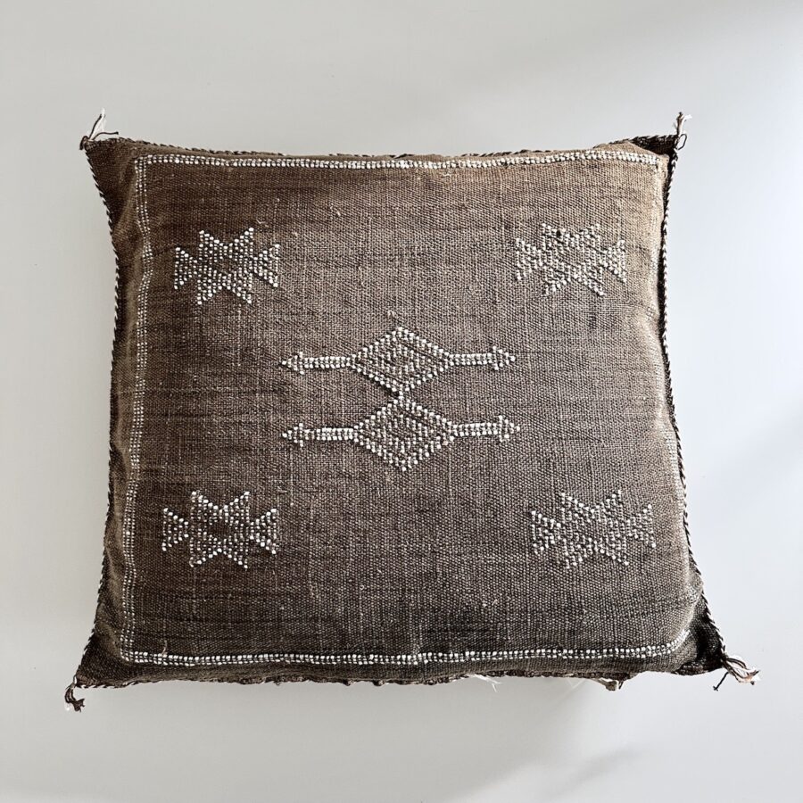 Pudebetræk Sabra kaktussilke - brun m/hvid - 45 x 45 cm