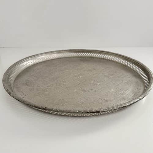 Marokkansk vintage fad Ø54 cm - nysølv