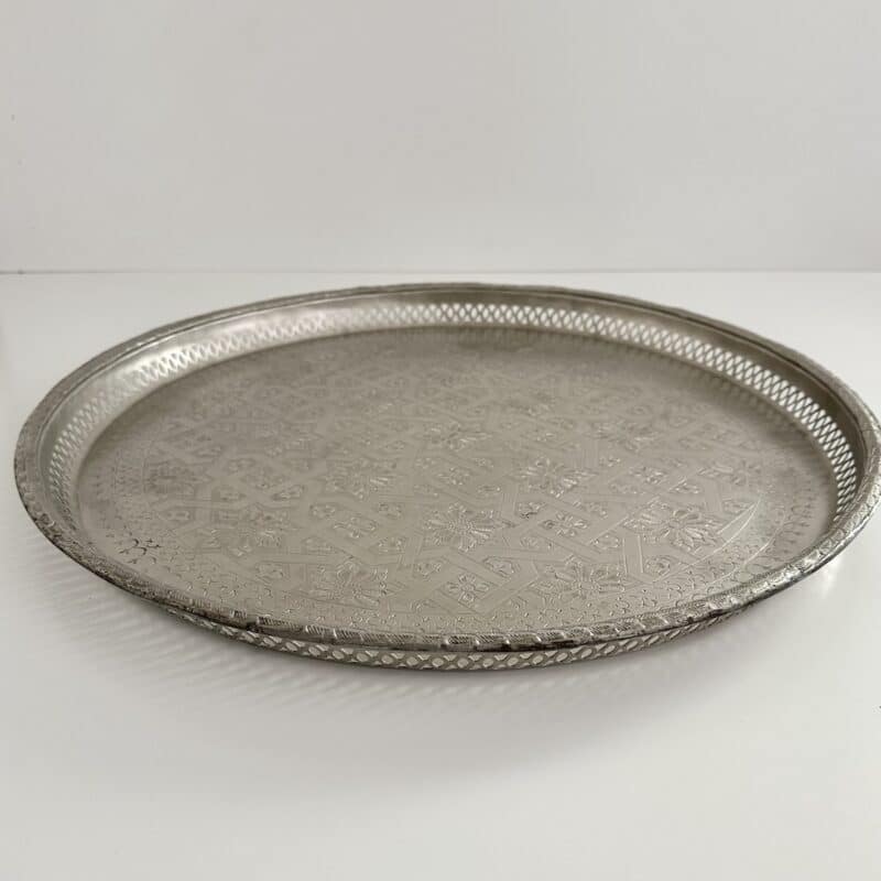 Marokkansk vintage fad Ø54 cm - nysølv