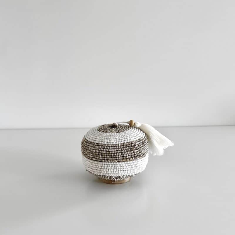 Bali perleæske rund mini - beige/hvid - Billede 2