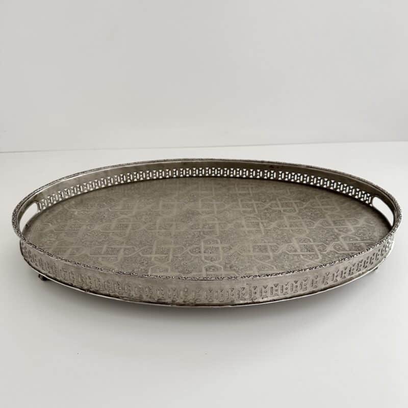 Serveringsbakke oval m/ logo - nysølv - vintage - Billede 7