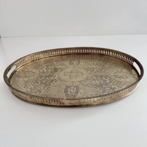 Serveringsbakke oval m/ logo - messing - vintage