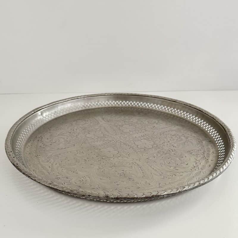 Marokkansk vintage fad Ø53 cm - nysølv