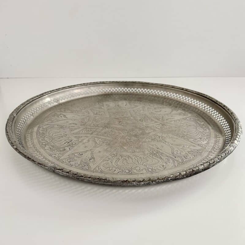 Marokkansk vintage fad Ø53 cm - nysølv
