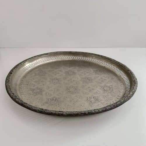 Marokkansk vintage fad Ø50 cm - nysølv
