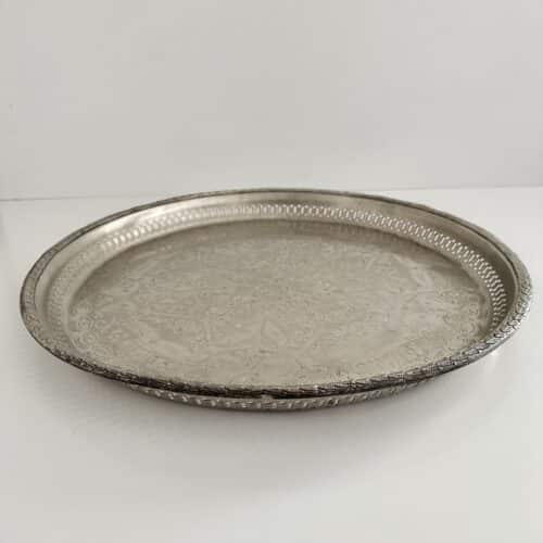 Marokkansk vintage fad Ø54 cm - nysølv