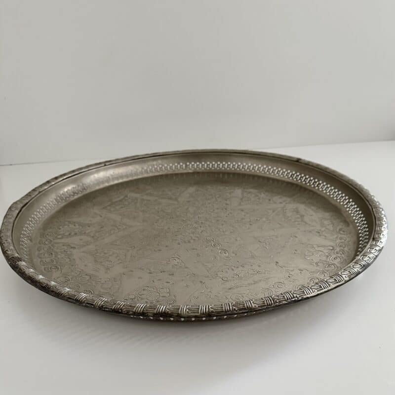 Marokkansk vintage fad Ø62 cm - nysølv - 2. sort