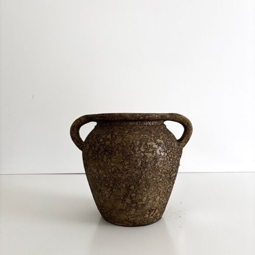 Terracotta krukke m/hanke H25 cm brun meleret