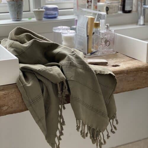 Hammam håndklæde armygrøn stone wash