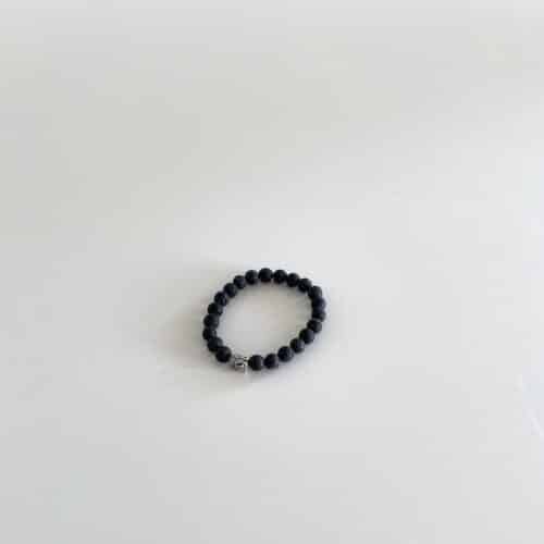 Lava Buddha elastik armbånd  - 8mm sten sæt/3 str