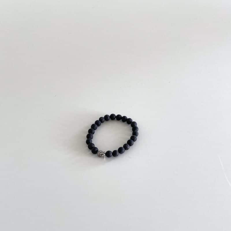 Lava Buddha elastik armbånd  - 8mm sten sæt/3 str