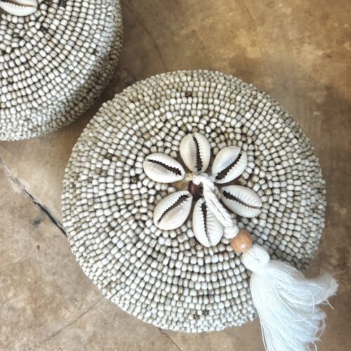 Bali perleæske rund mini - beige m/shells