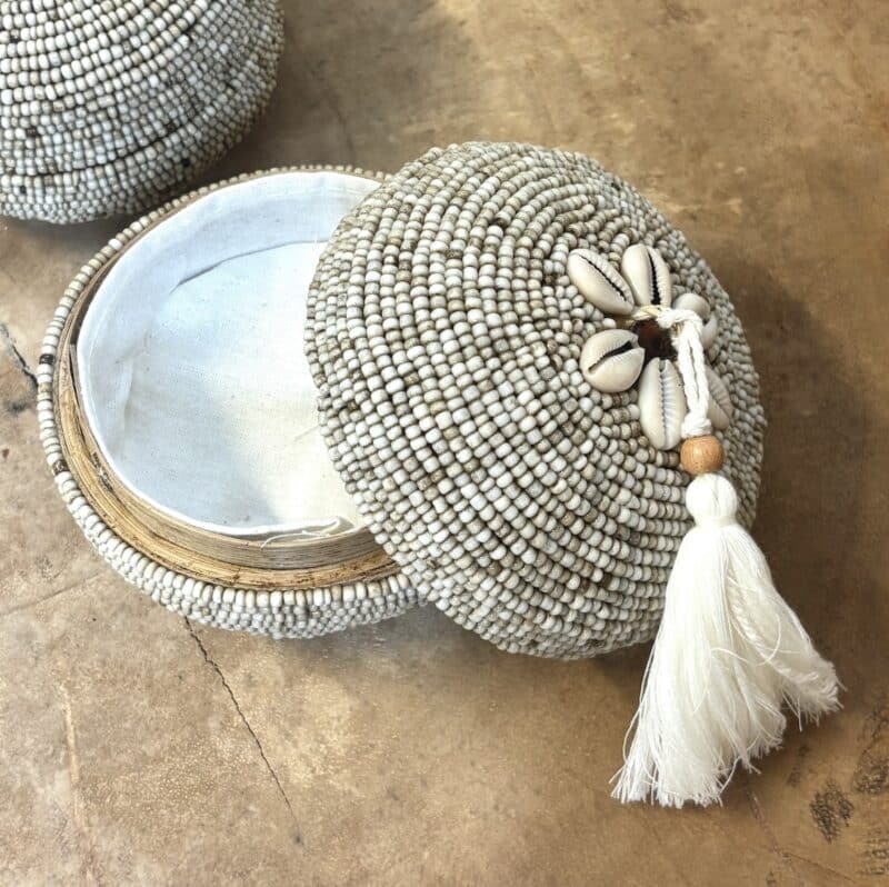 Bali perleæske rund mini - beige m/shells - Billede 3