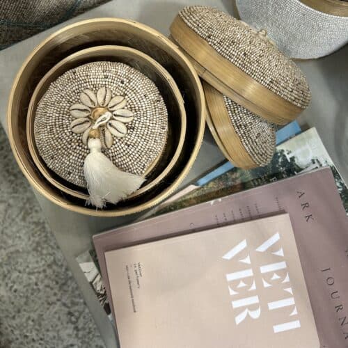 Bali perleæske Roti - beige m/shells - sæt/3 str