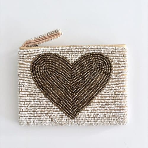 Bali perlepung med lynlås - Guld hjerte