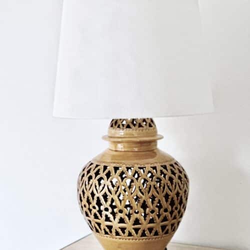 Bordlampe Calada keramik - globe H40 Curry