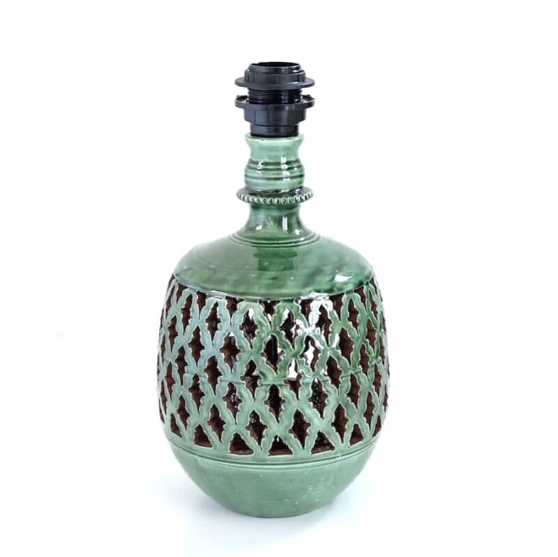 Calada bordlampe grøn - unika mønster - keramik - H35 - Billede 2