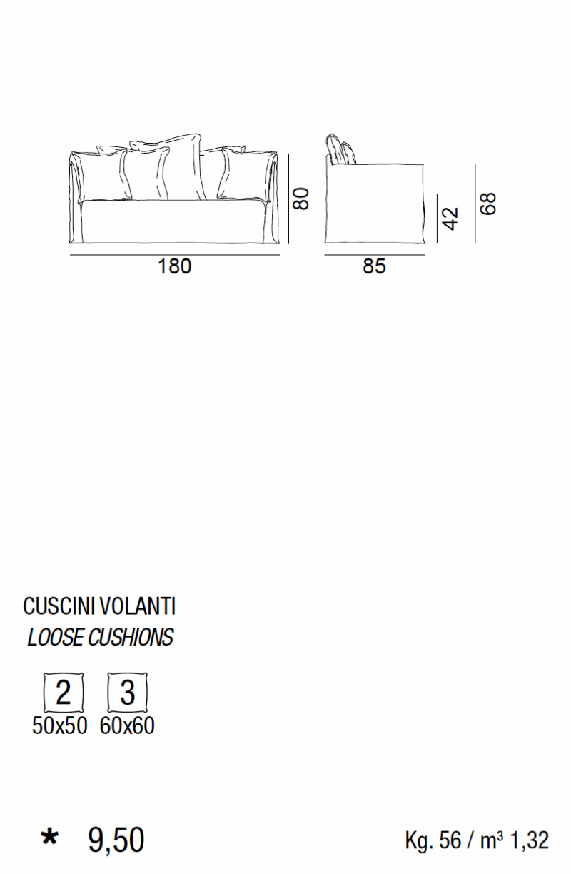 Gervasoni sofa - Ghost L180 cm - Lino Bianco - Billede 2
