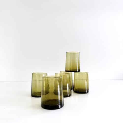 Glas - Fez Oliven H7 cm (S) - 6 stk