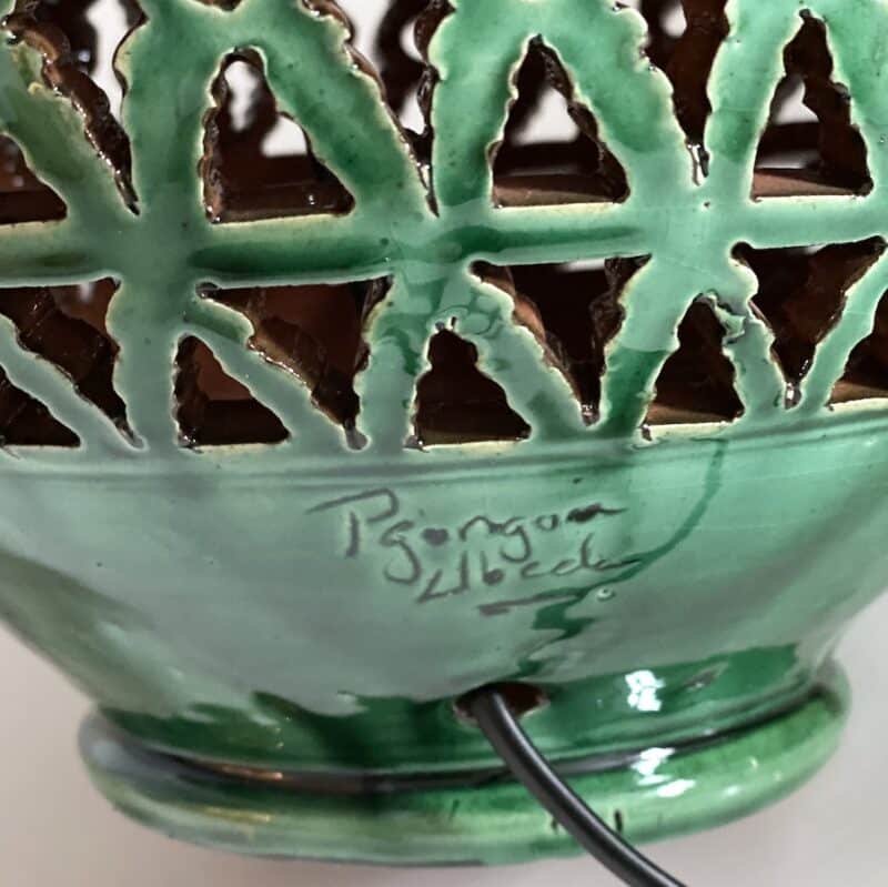 Calada globe bordlampe grøn - unika mønster - Keramik - H40 - Billede 4