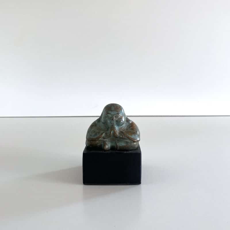 Happy Buddha - antik grøn m/sort base H9 cm - Billede 2