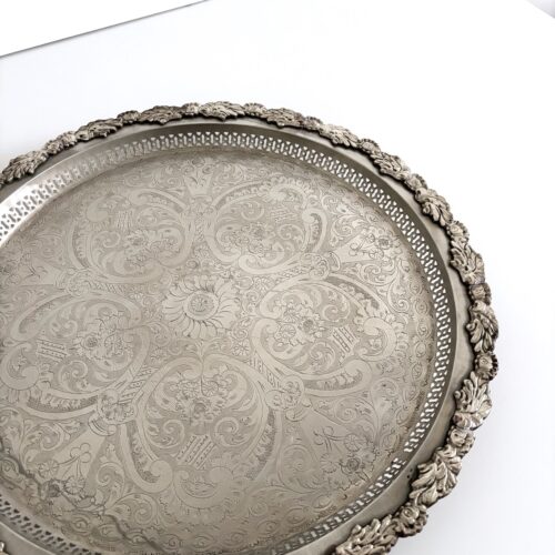 Marokkansk vintage fad Ø53 cm - nysølv