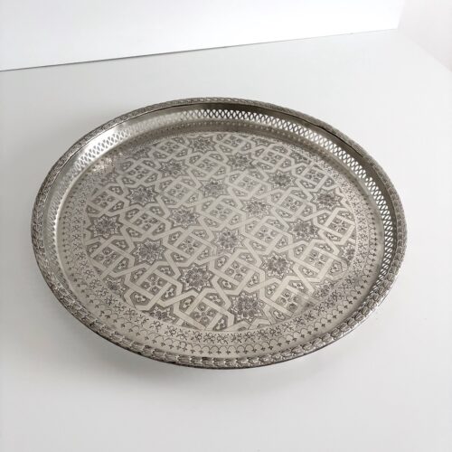 Marokkansk vintage fad Ø53 cm - nysølv