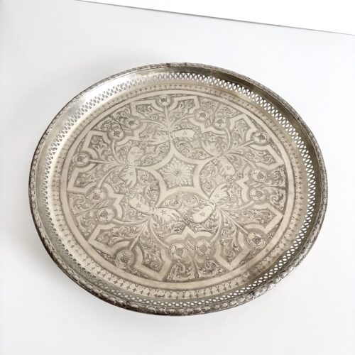 Marokkansk vintage fad Ø53 cm - nysølv