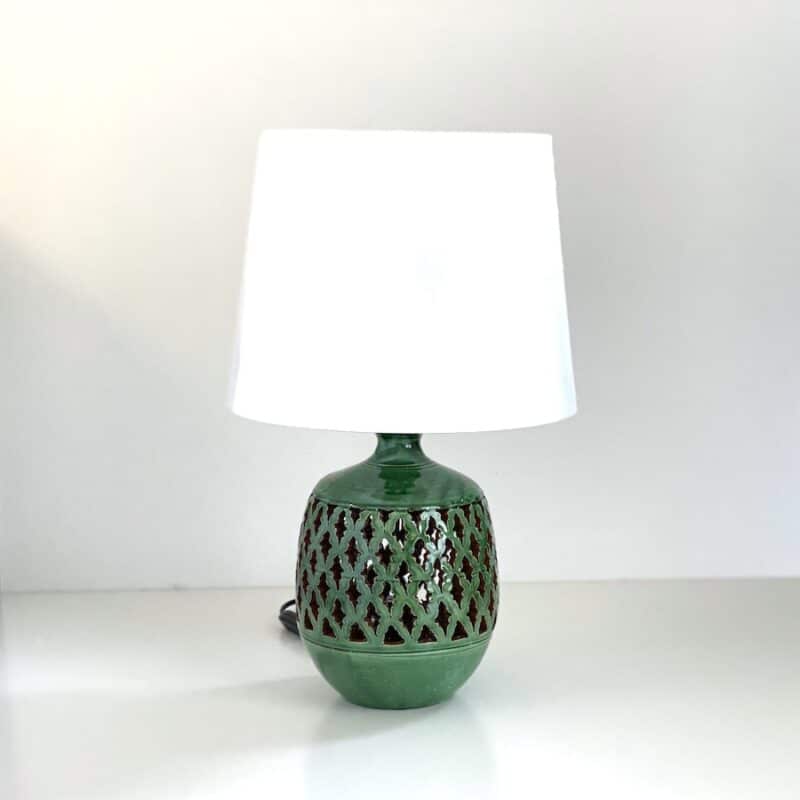 Calada bordlampe grøn - unika mønster - keramik - H35 - Billede 4