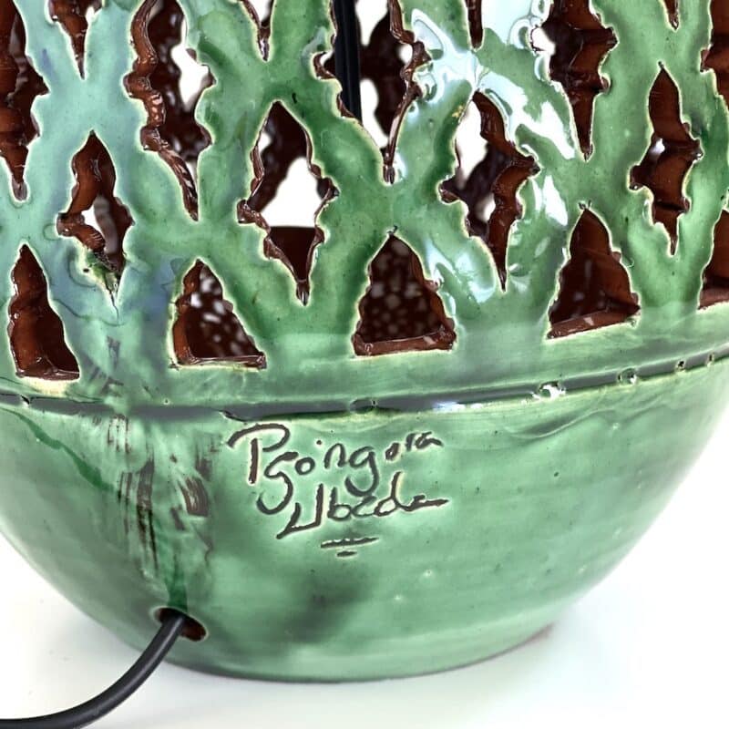 Calada bordlampe grøn - unika mønster - keramik - H35 - Billede 3